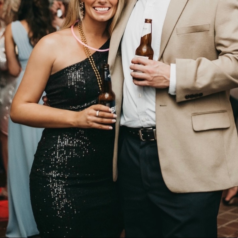 Love by Design Sequins One Shoulder Midi Dress